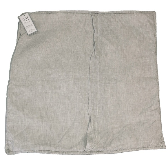 Pure Luxury 100% Linen Two Euro Shams Square Neutral Simple Coastal Stripes - Picture 3 of 15